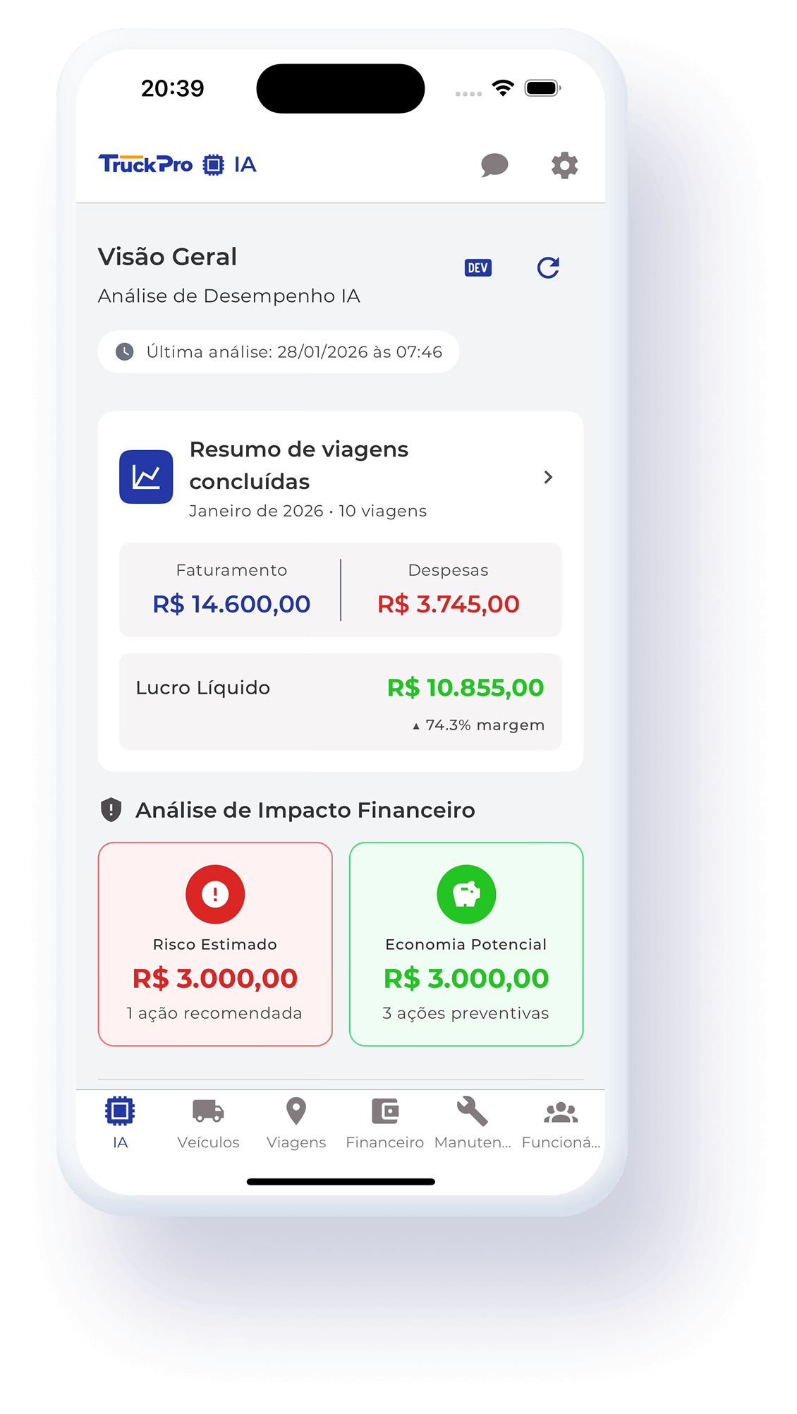 TruckPro App - Dashboard IA